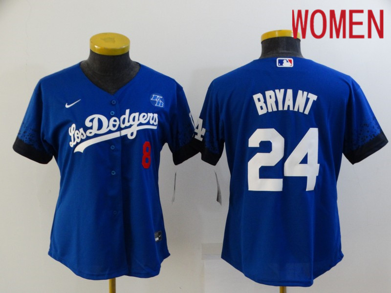 Women Los Angeles Dodgers #24 Bryant Blue City Edition Nike 2021 MLB Jersey